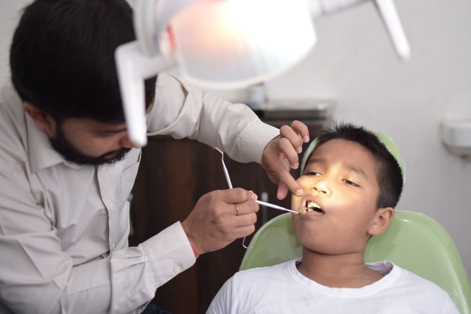 Child at a dental checkup